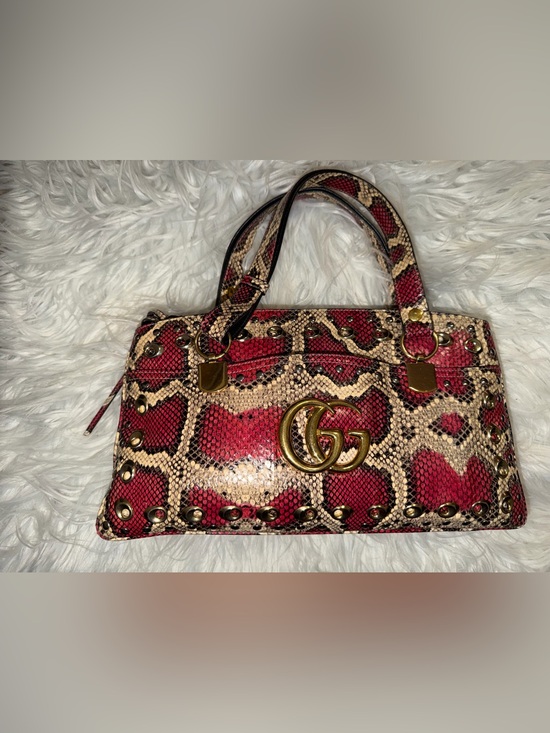 Gucci Handbags - GUCCI Snakeskin Large Arli Top Handle and Shoulder Bag Limited Edition